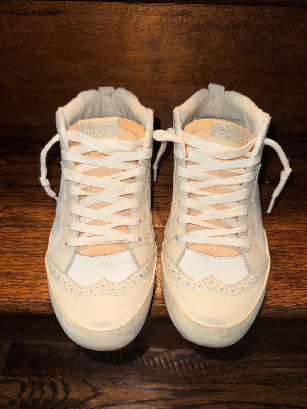Golden Goose Cream and Beige Women's Lace-Up Sneakers